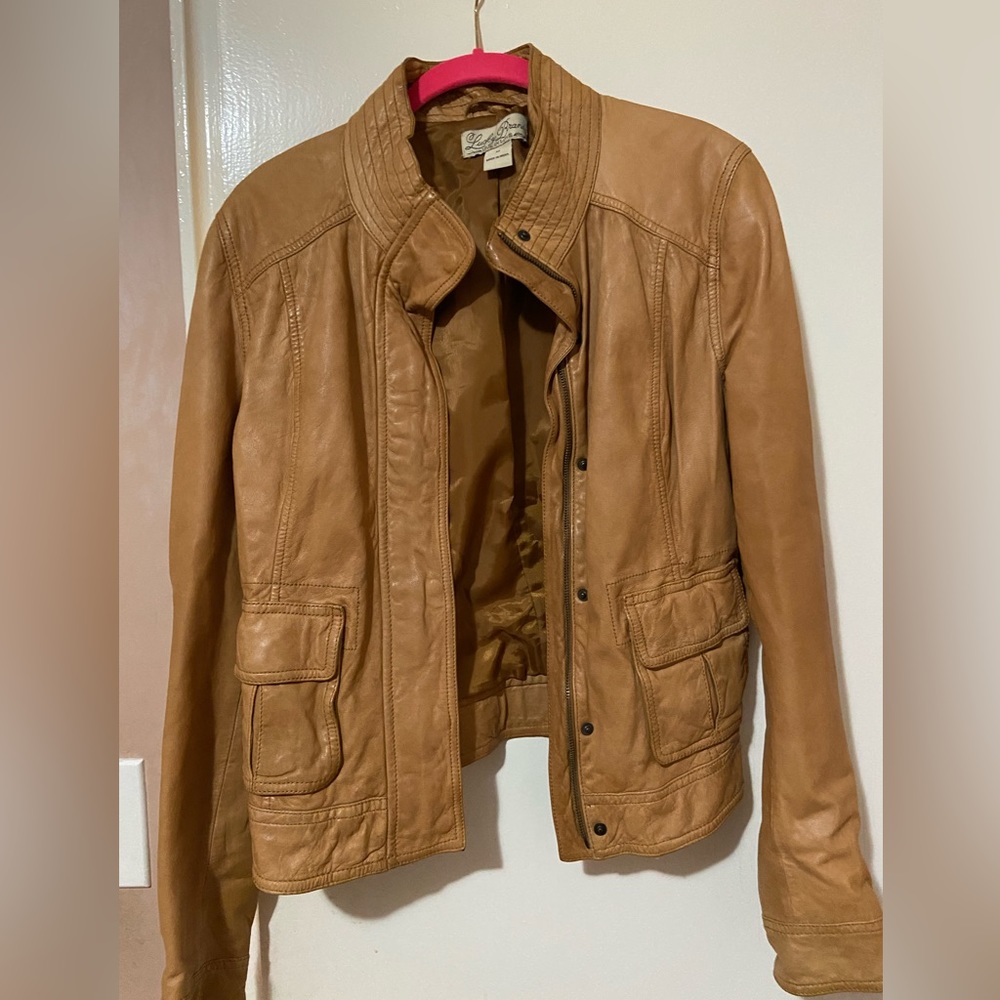 Lucky Brand Genuine Leather Jacket in Camel